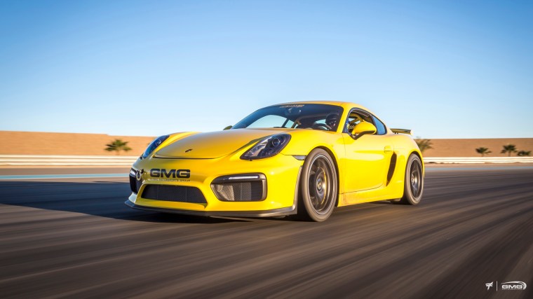 Porsche Cayman GT4 front bumper with adjustable flaps integrated in the bumper